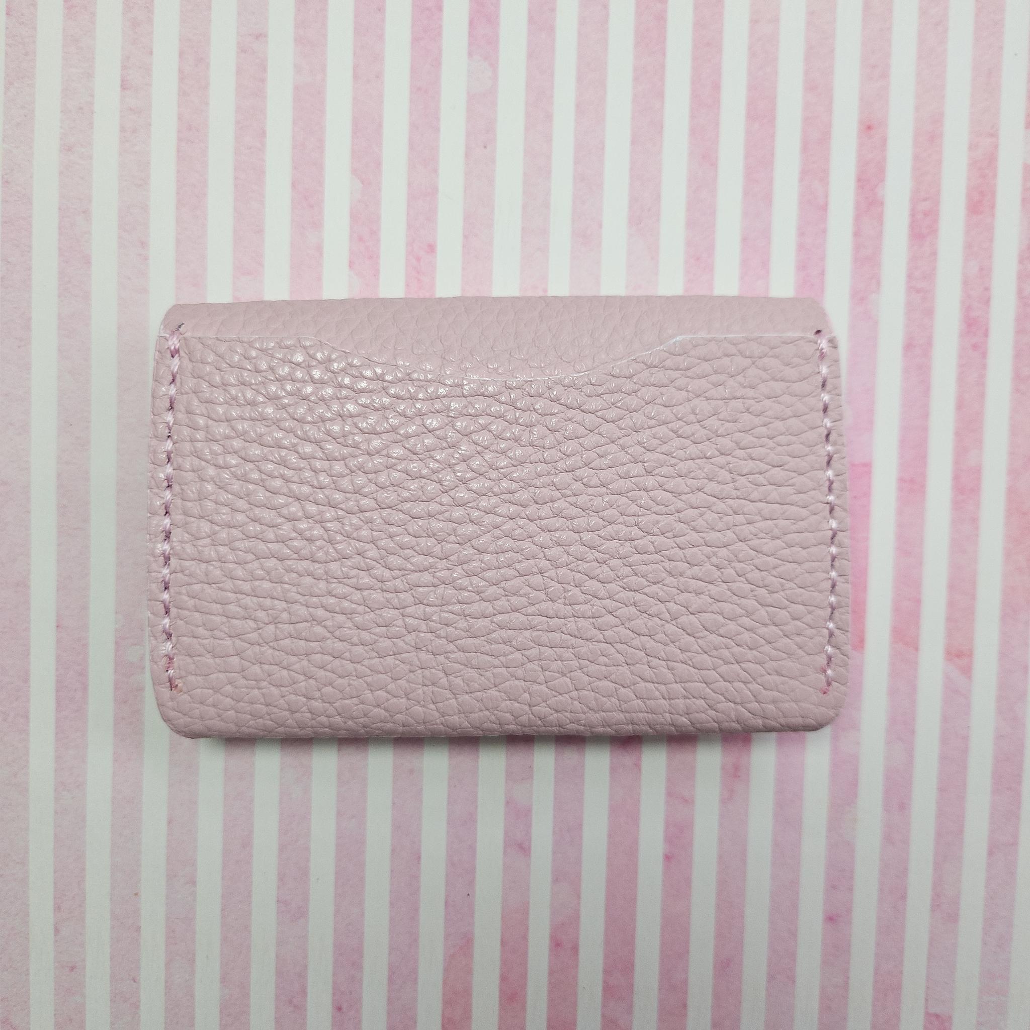 【受注制作】ねこのお顔 名刺入れ(カードケース)ピンク イタリアンレザー | 3枚目